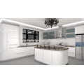 Circle design white lacquer high glossy kitchen cabinet